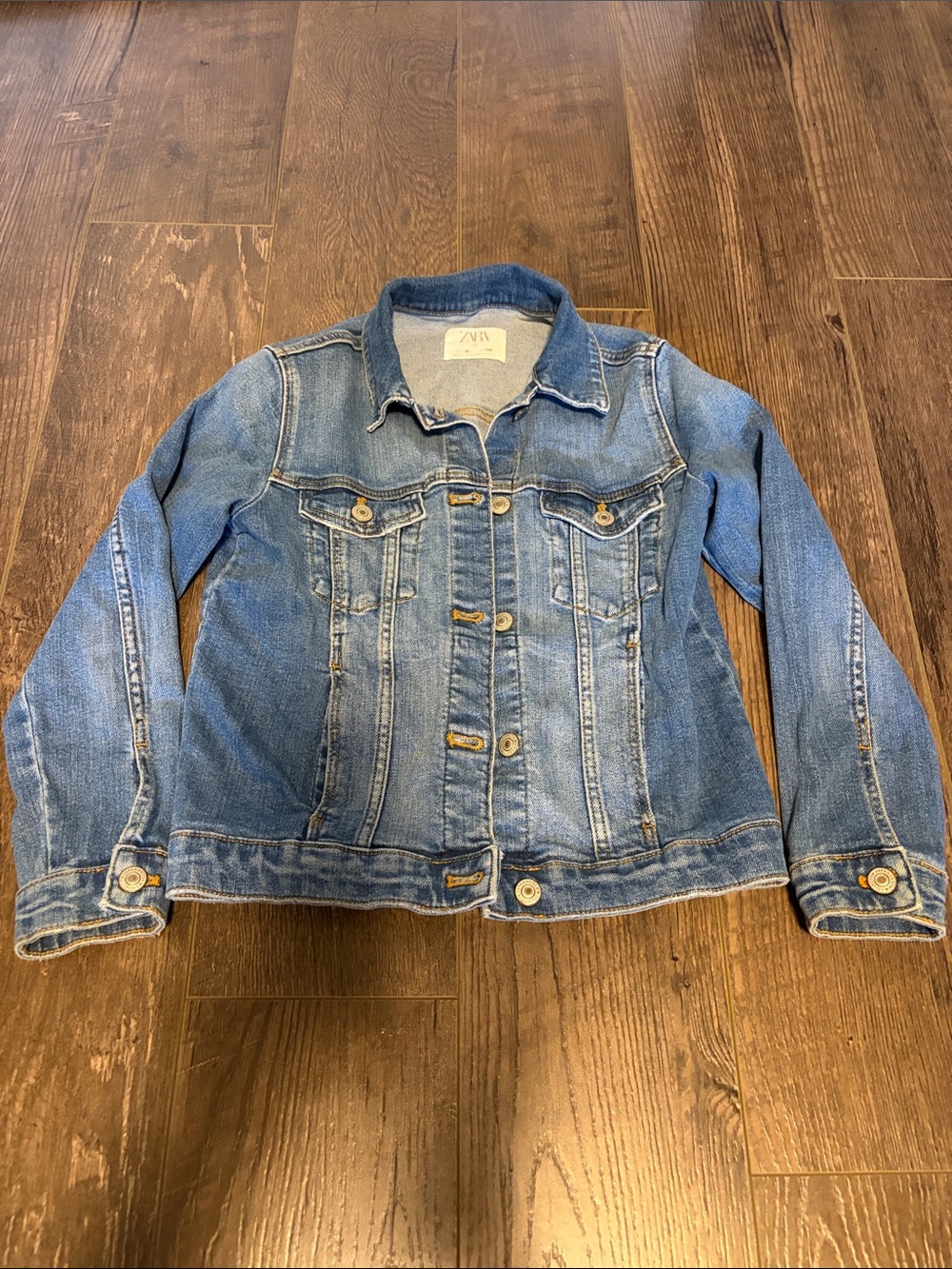 Kids Zara Medium Blue Denim Jacket with Button Front